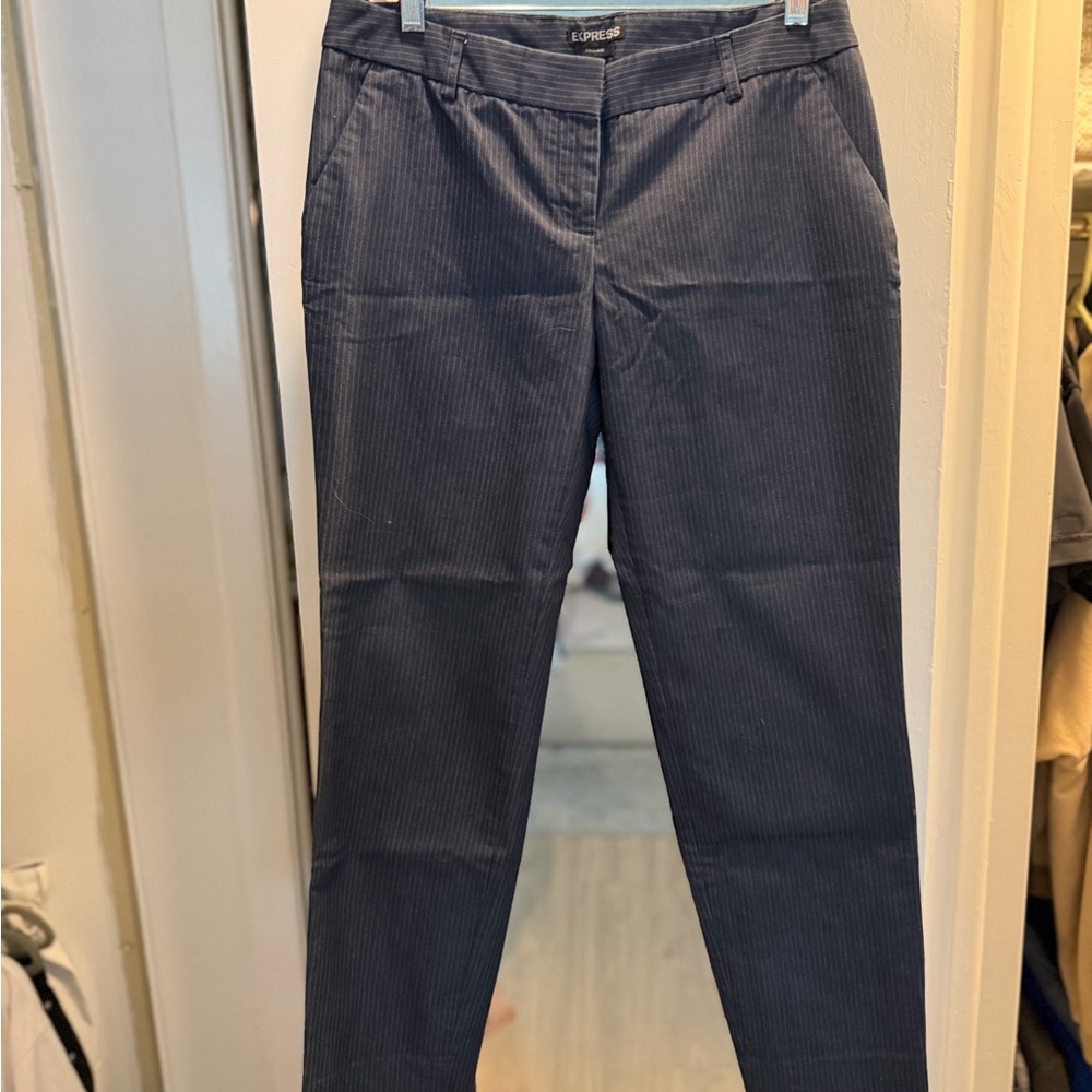 Express Women's Navy Pinstripe Dress Pants